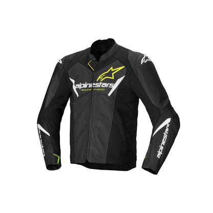 Alpinestars Faster V3 Air Leather Jacket Black White Fluro-Yellow
