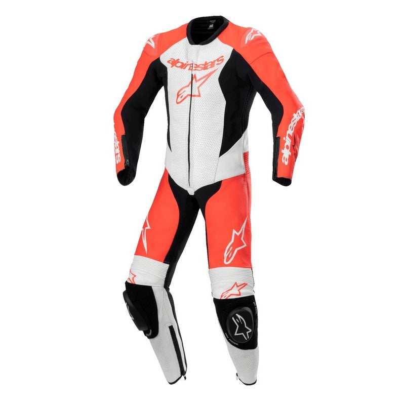 AS3140624 YOUTH GP PLUS V2 1PCE LEATHER SUIT RED FLURO WHITE BLACK