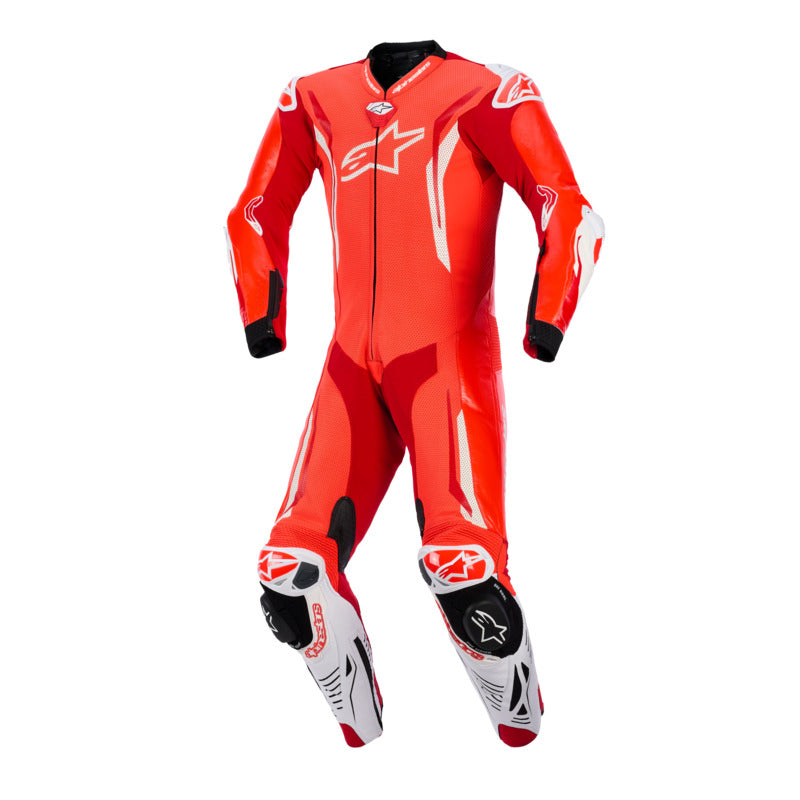 AS3150226 GP TECH V5 1 PC LEATHER SUIT FLURO-RED/BRIGHT-RED/WHITE