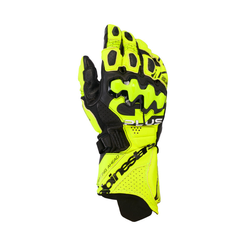 AS3550825 GP PLUS R V3 LEATHER GLOVES FLURO-YELLOW BLACK