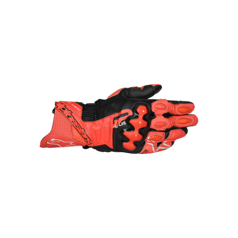 AS3550825 GP PLUS R V3 LEATHER GLOVES BRIGHT-RED RED-FLURO BLACK