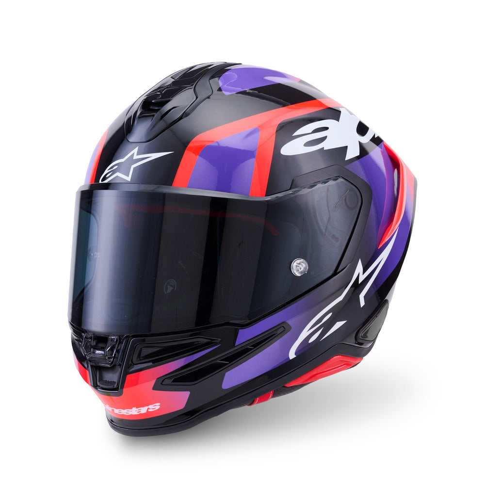 AS8203026 SR7 LUMEN HELMET ECE06 BLACK PURPLE FLURO RED WHITE GLOSS