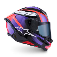 AS8203026 SR7 LUMEN HELMET ECE06 BLACK PURPLE FLURO RED WHITE GLOSS