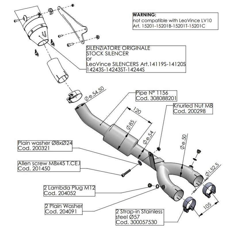 LV LINK PIPE (CAT ELIM.) | STAINLESS | YZF-R1/M '15> (comp. w orig. & LV FACTORY-S exhaust) *NOT LV-10