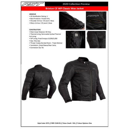BRIXTON CE WATERPROOF CLASSIC WAX JACKET BLACK