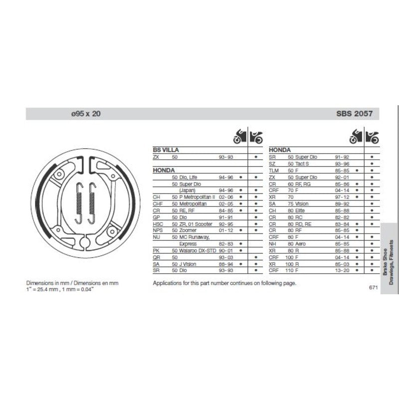 SBS 2057 BRAKE SHOES | WITH SPRINGS