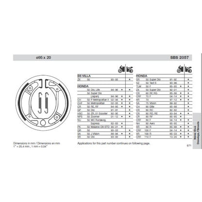 SBS 2057 BRAKE SHOES | WITH SPRINGS