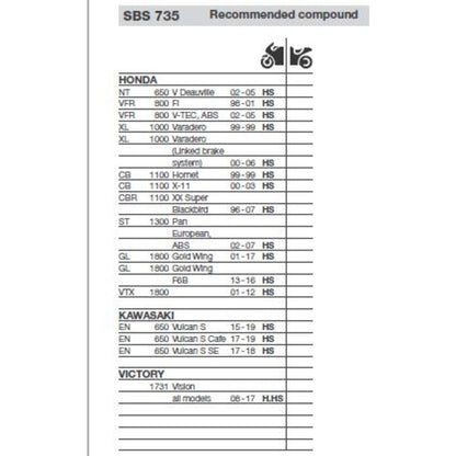 SBS 735HS Front Pads | Sinter Street