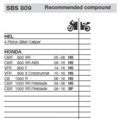 SBS 809RST FRONT PADS | SINTER SPORT / TRACK