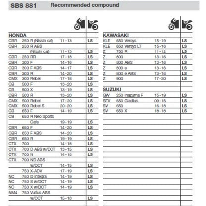 SBS 881LS Rear Pads | Sinter Street