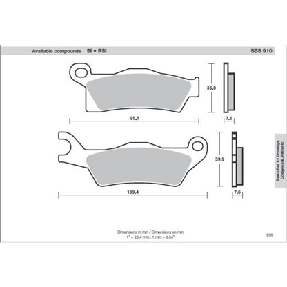 SBS 910SI Front/Rear Pads | Sinter Off Road