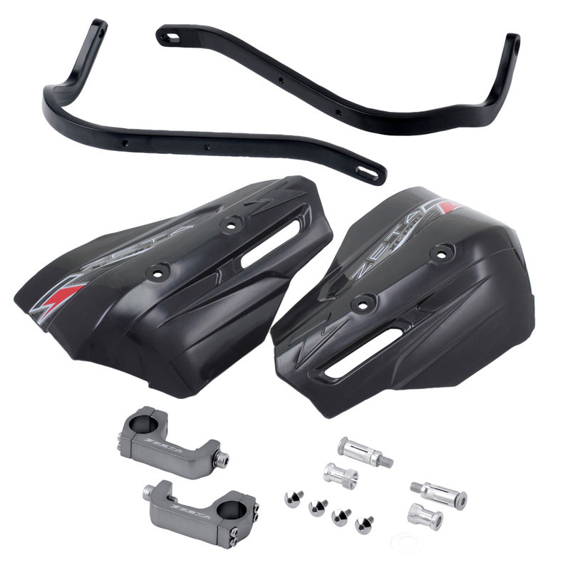 ZETA HANDGUARDS FULL + SHIELDS | ARMOUR XC PRO KIT U-CLAMP - TAPER BARS | BLACK $#$