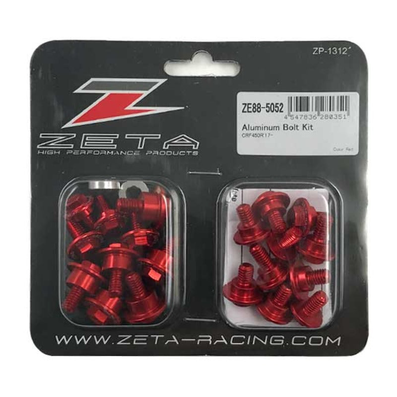 ZETA PLASTICS BOLT KIT ALLOY | CRF250R '18-, CRF450R '17-20, CRF450L/RL '19- | 22 PCS RED $#$