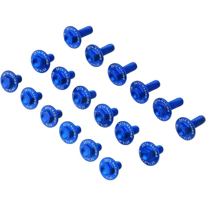 ZETA PLASTICS BOLT KIT ALLOY | KLX250,D-Tracker | 18 PCS BLUE $#$