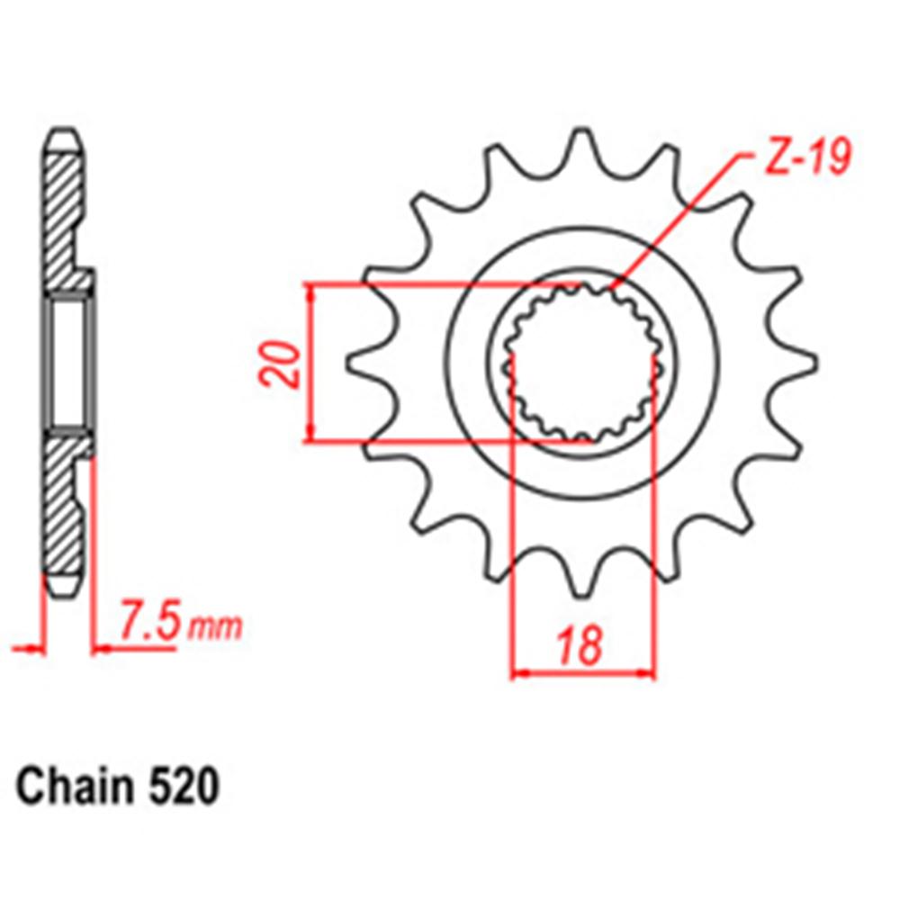 FRONT SPROCKET - STEEL  12T 520P - 31-6KS-12