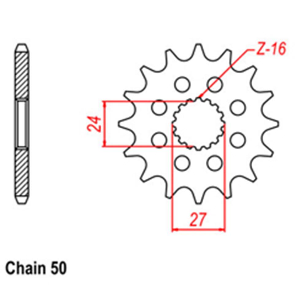 FRONT SPROCKET - STEEL  16T 530P - 31-15H-16