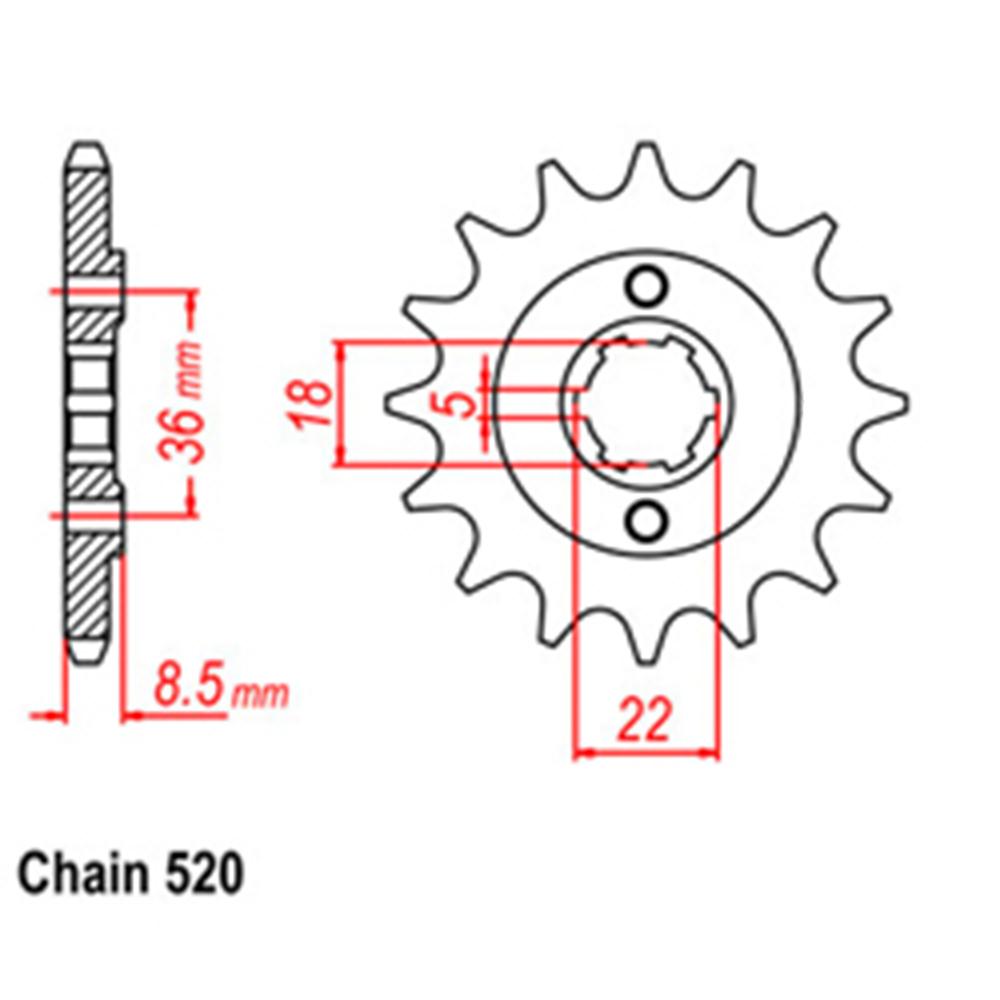 FRONT SPROCKET - STEEL  14T 520P - 31-48Y-14