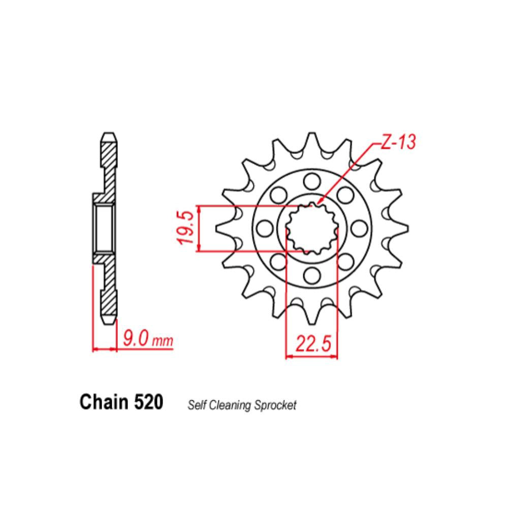 FRONT SPROCKET - STEEL  13T 520P - 31-49H-13