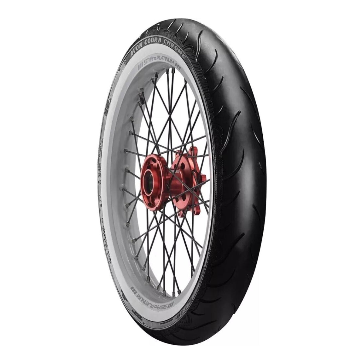 Avon Cobra Chrome MH90-21 (80/90-21) White Wall Front Tyre (56V Rating) AV91