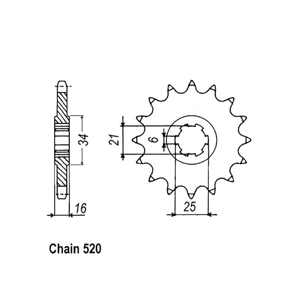 FRONT SPROCKET - STEEL  14T 520P - 31-ED9-14
