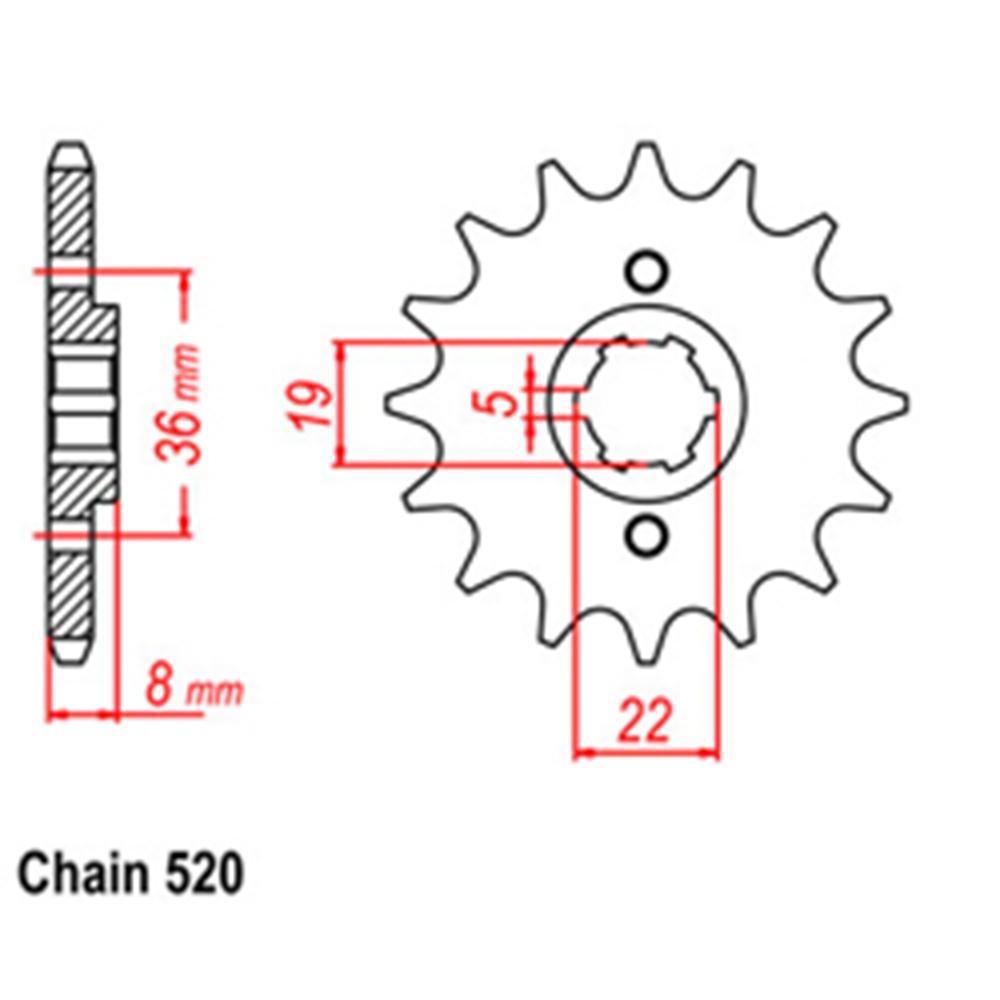 FRONT SPROCKET - STEEL  14T 520P - 31-KN5-14