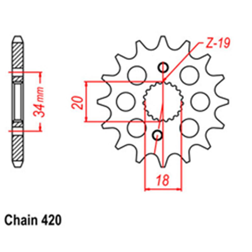 FRONT SPROCKET - STEEL  14T 420P - 31-KSE-14