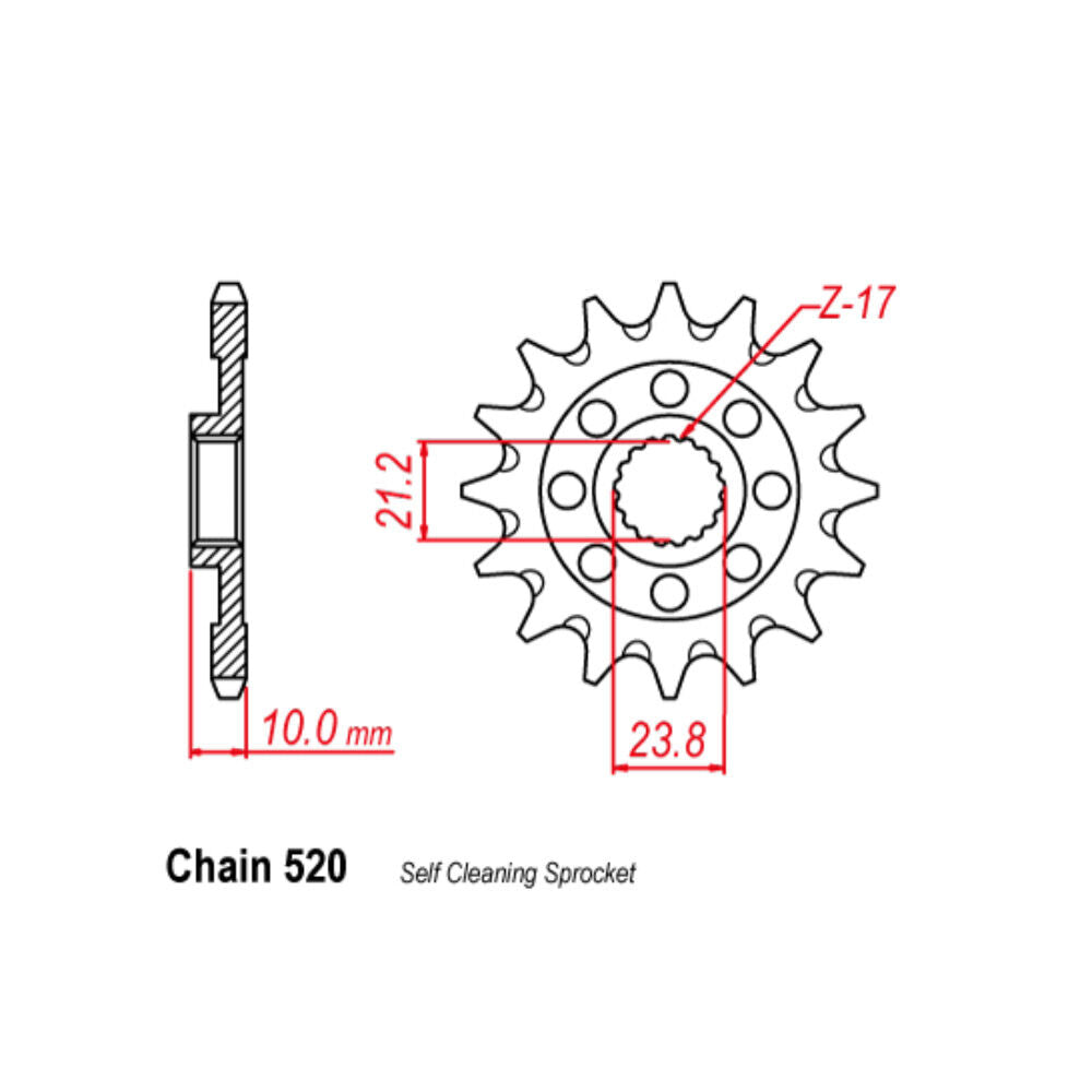 FRONT SPROCKET - STEEL  14T 520P - 31-28H-14