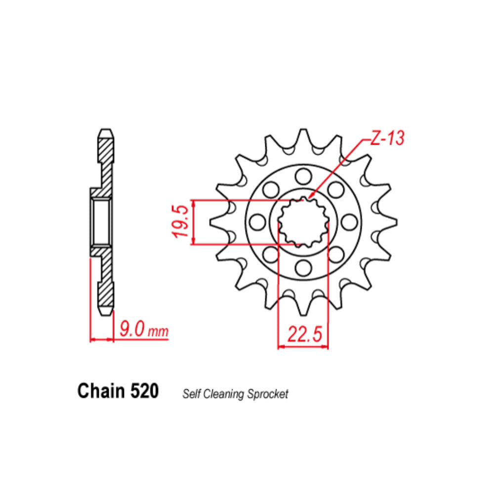 FRONT SPROCKET - STEEL  14T 520P - 31-49H-14