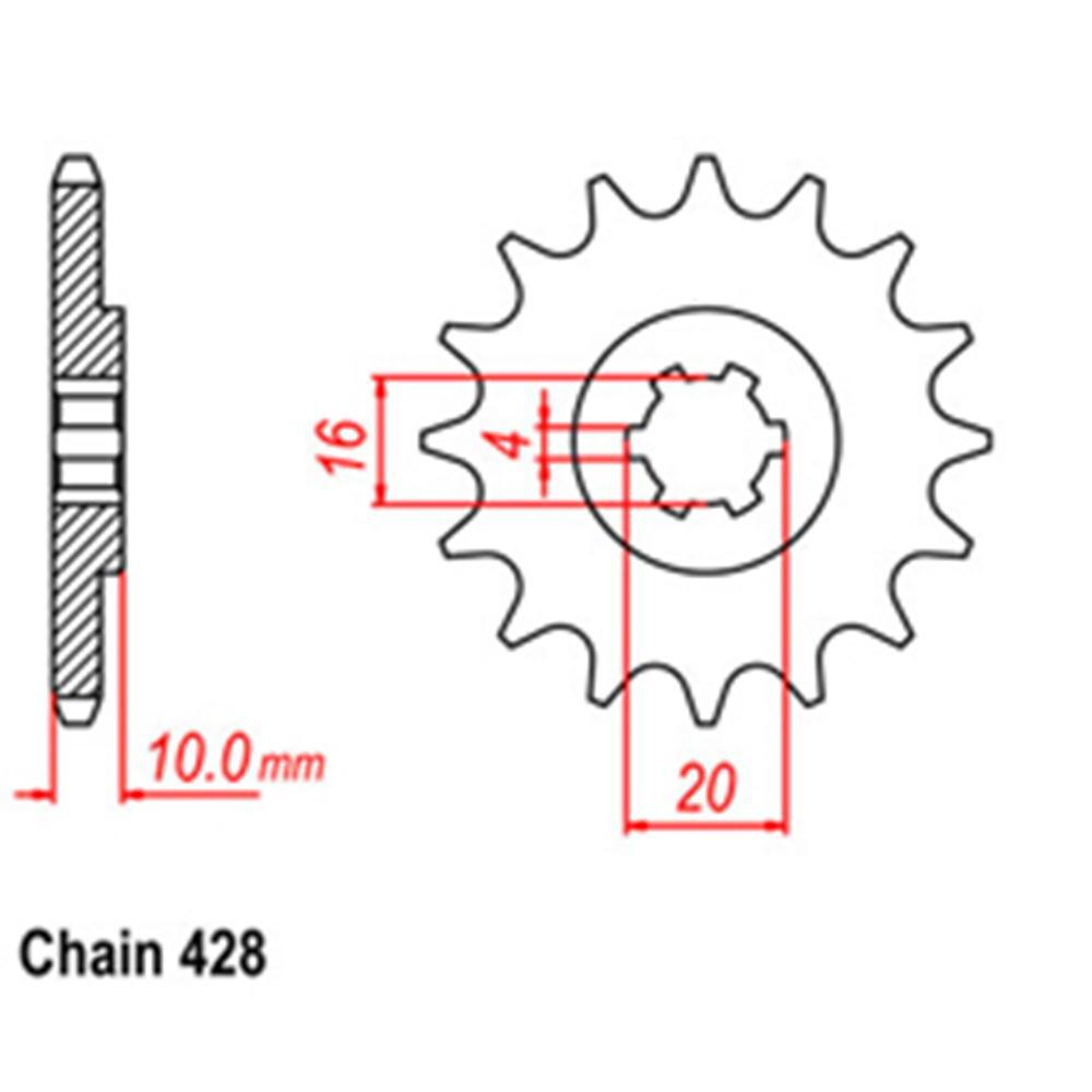 FRONT SPROCKET - STEEL  14T 428P - 31-HY0-14