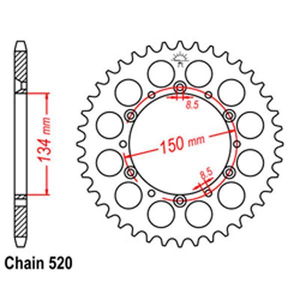 REAR SPROCKET - STEEL 50T 520P D/D - 32-110-50