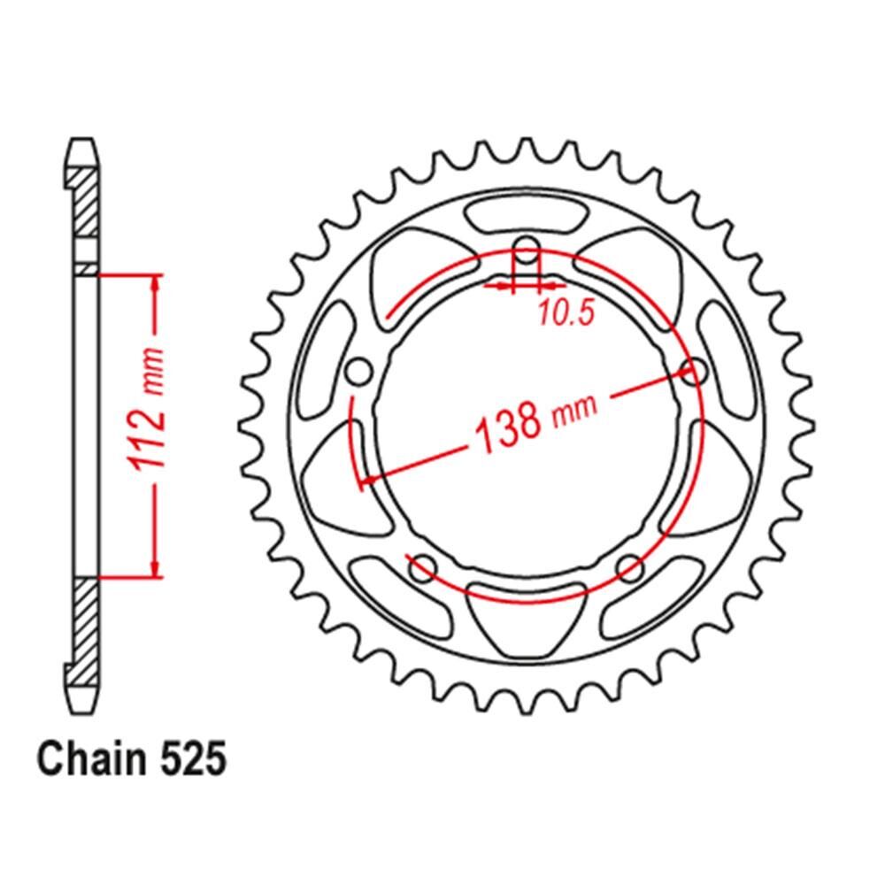 REAR SPROCKET - STEEL 43T 525P - 32-2CR-43