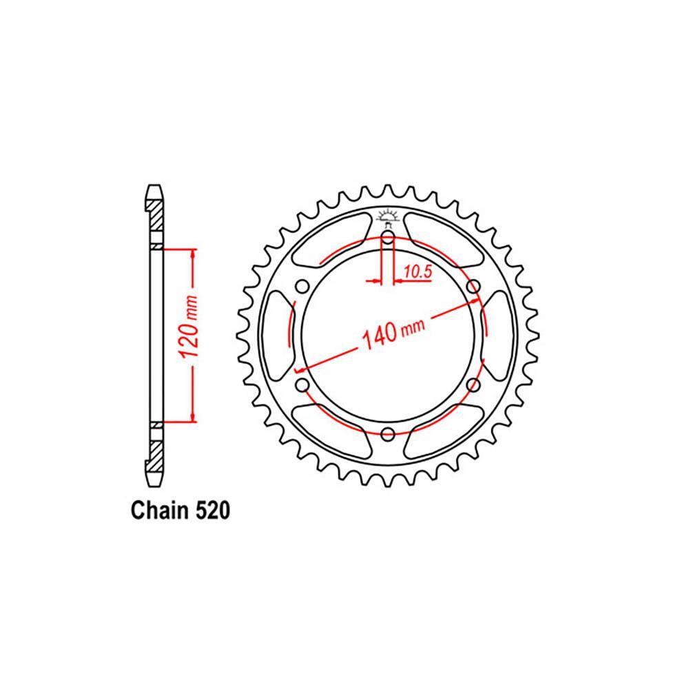 REAR SPROCKET - STEEL 37T 520P - 32-307-37