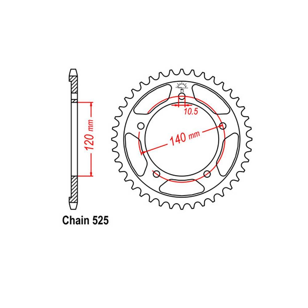 REAR SPROCKET - STEEL 40T 525P - 32-35F-40