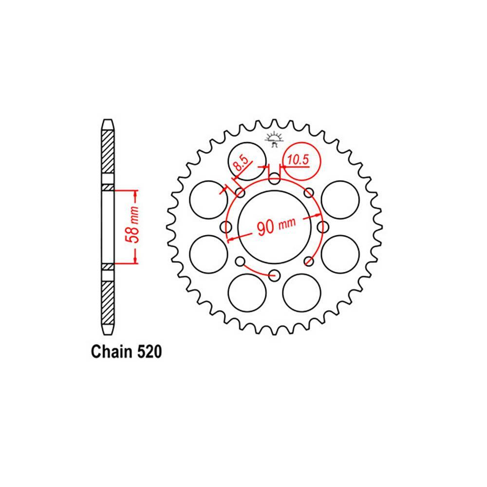 REAR SPROCKET - STEEL 45T 520P - 32-KP9-45