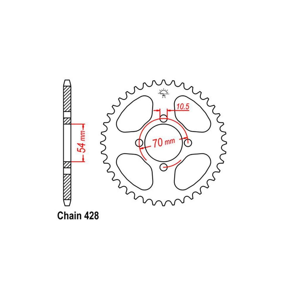 REAR SPROCKET - STEEL 44T 428P - 32-KPP-44