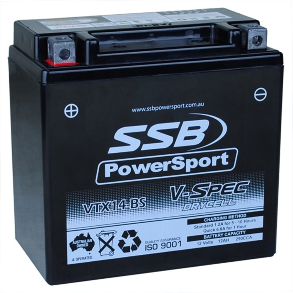 12V SSB V-Spec High Perform. AGM Battery (4) (GTX14-BS, YT14BA-4, YTX14-BS) (4.6 Kg)