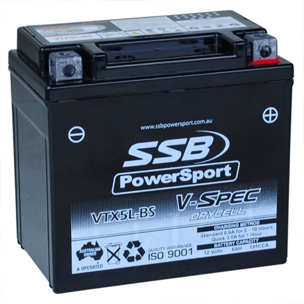 12V SSB V-Spec High Perform. AGM Battery (10) (YTX5L-BS, YTZ7-S, GTZ7-S, YTZ7-S-BS) (2.27 Kg)