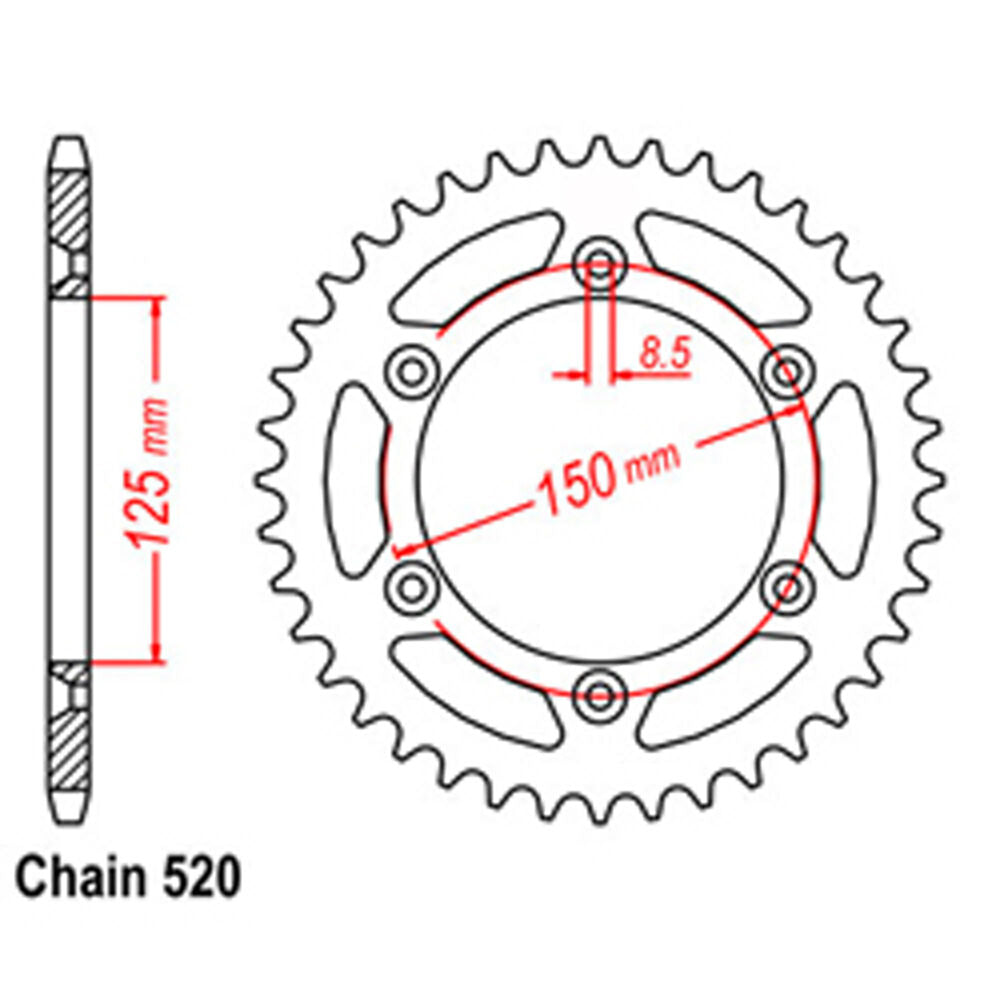 REAR SPROCKET - STEEL 41T 520P - 42-K01-41