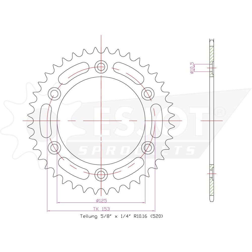 Sprocket Rear 520-40T Steel - 50-32034-40