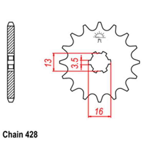FRONT SPROCKET - STEEL  13T 428P - 31-2J5-13