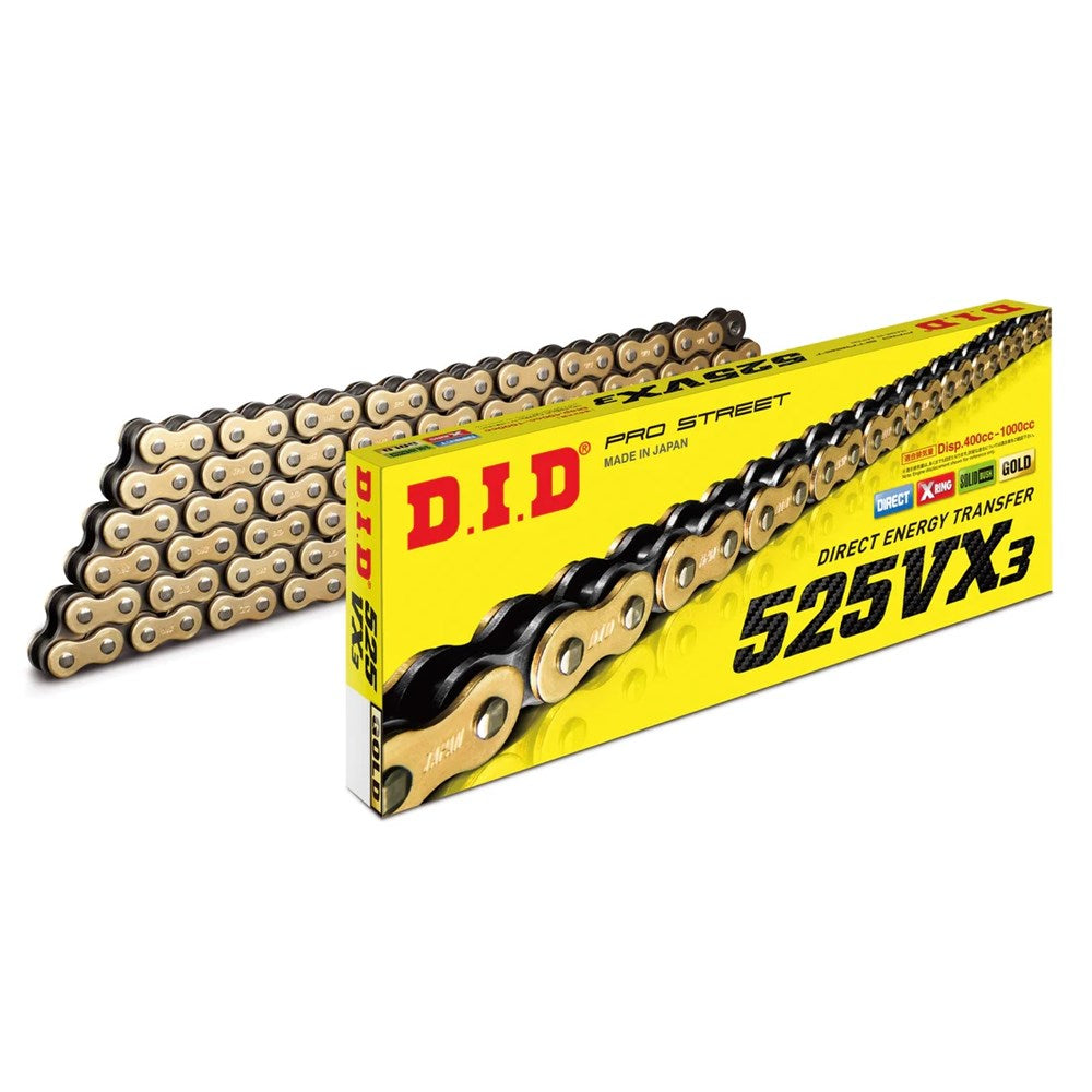 DID PRO STREET X-RING 525VX3 GLD/BLK 124ZB (CTN10)
