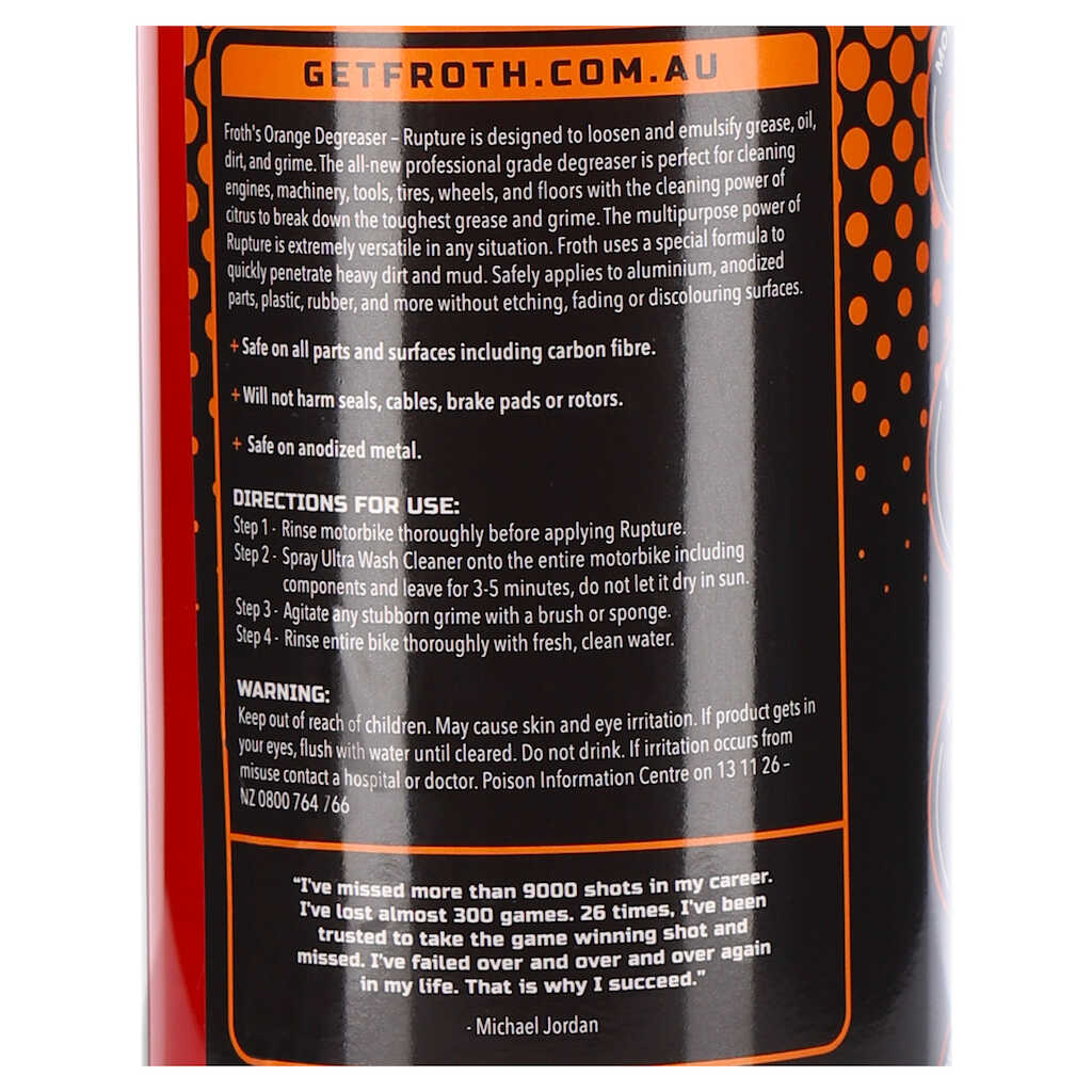 Froth Rupture Clean and Degrease Spray Bottle 1L
