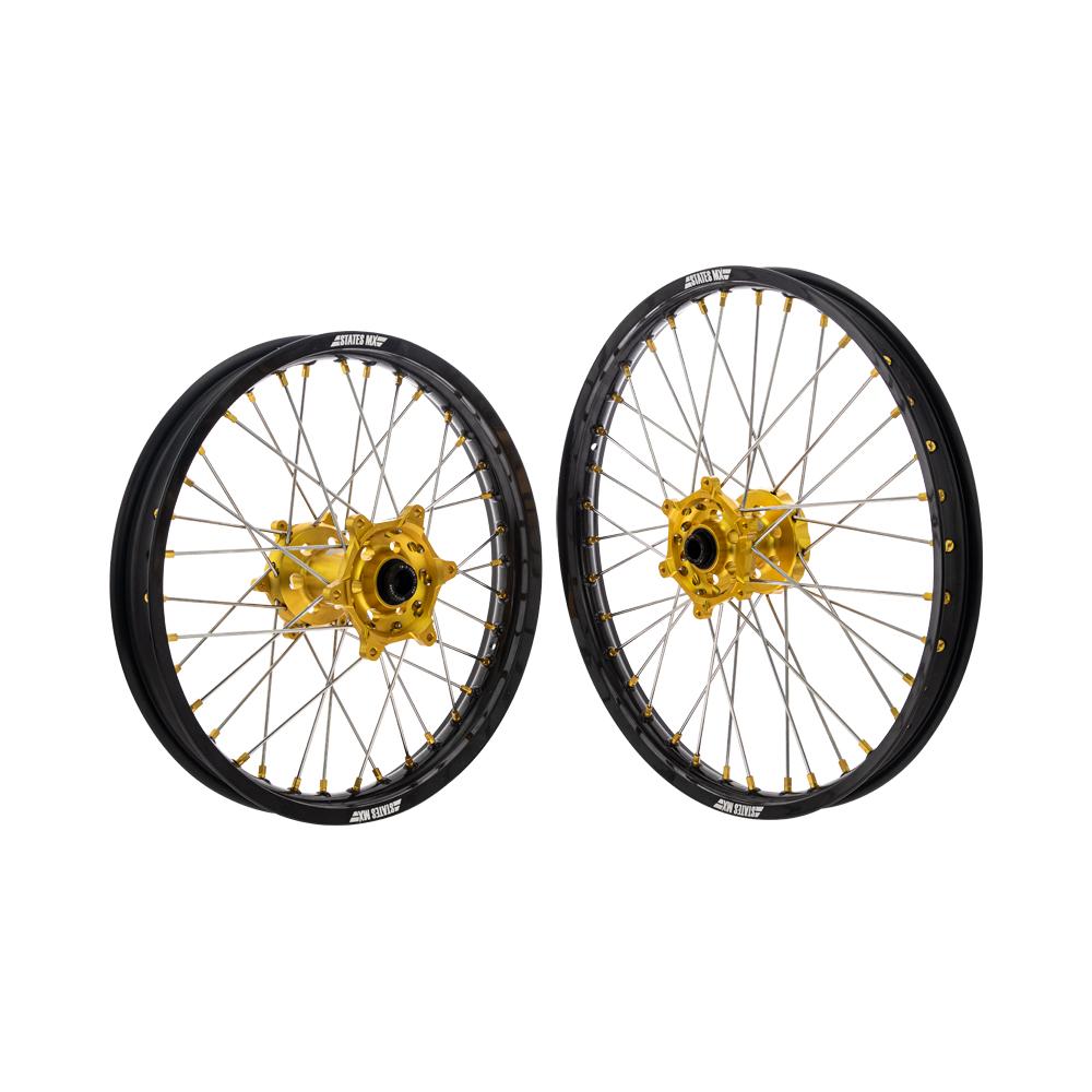 STATES MX WHEEL SET YAMAHA YZ/YZF 99-22 - 21" FRONT/19" REAR BLACK/GOLD/GOLD