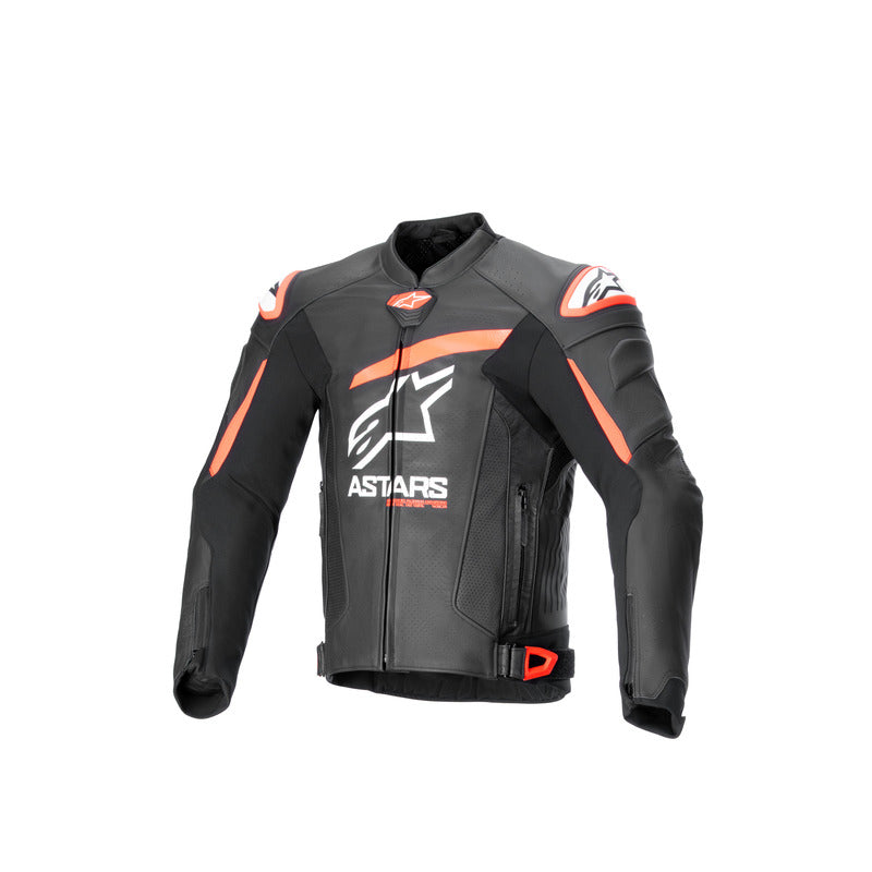 GP Plus R V4 Airflow Leather Jacket Black Fluro-Red White (1321)