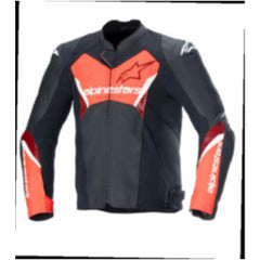 Faster V3 Air Leather Jacket Black Fluro-Red (1030)
