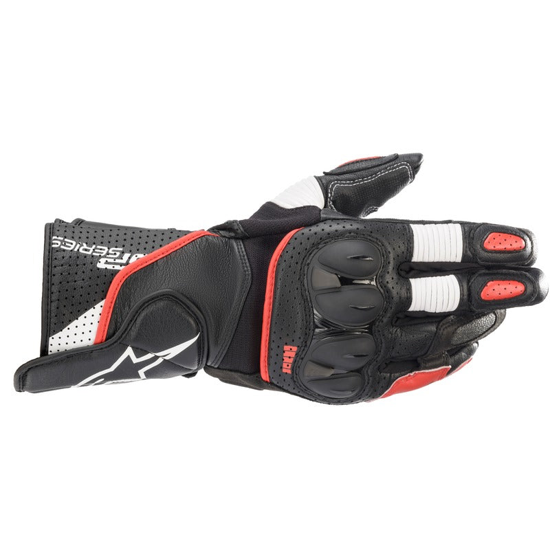 SP2 V3 LEATHER GLOVE BLACK-WHITE FLURO-RED (1304)