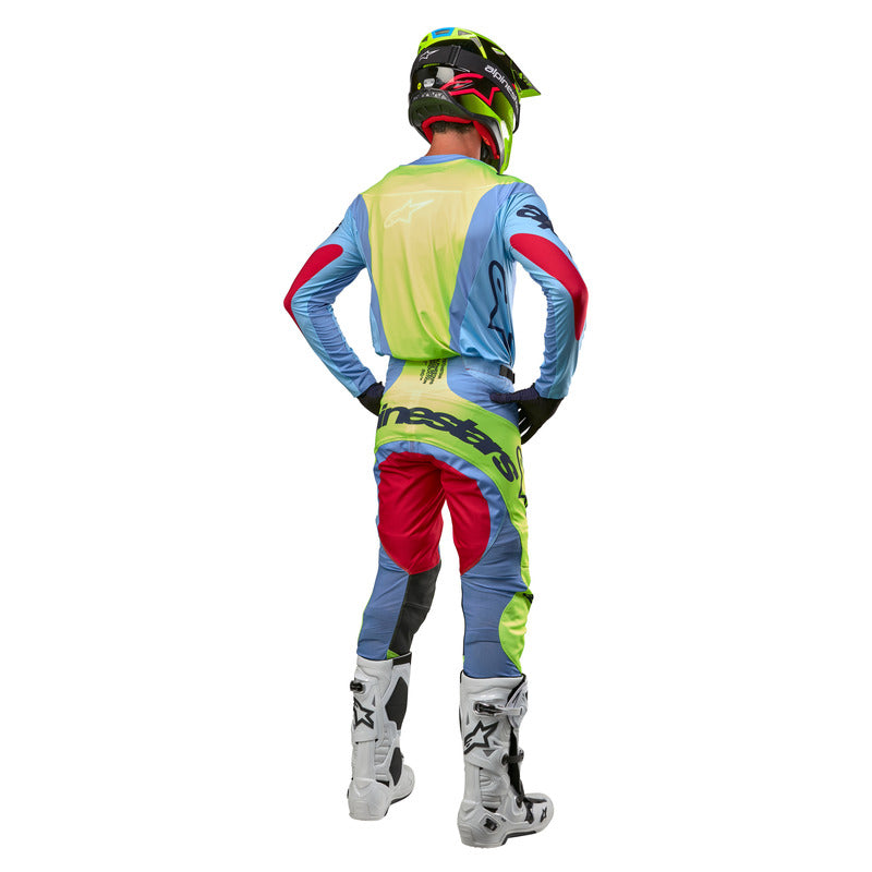 Alpinestars 2024 Techstar Ocuri Pants Light Blue Fluro Yellow Red Berry