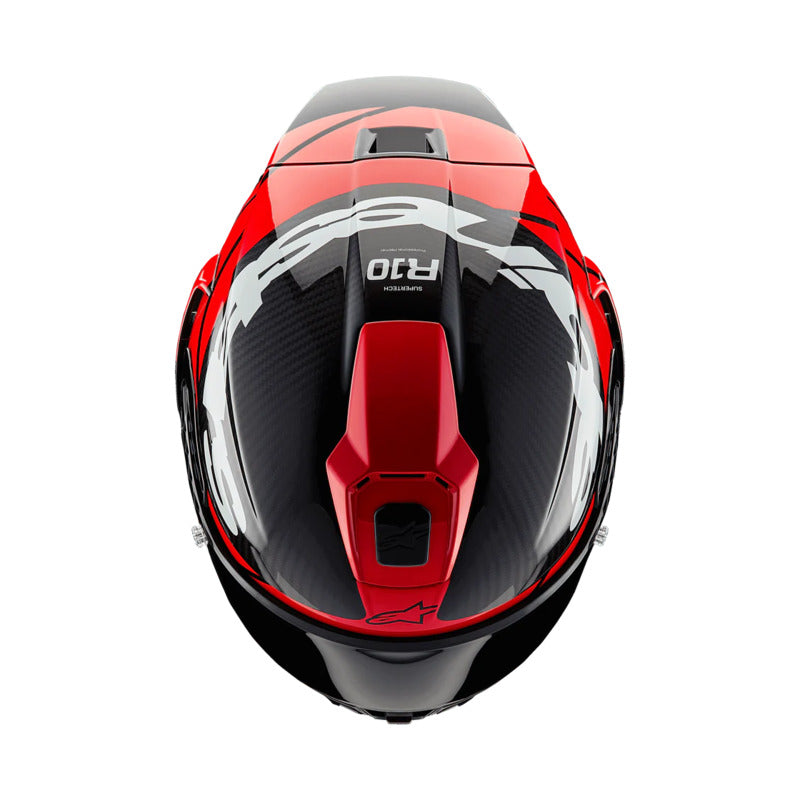 Alpinestars Supertech SR10 Element Helmet ECE 22.06 Black Carbon Bright Red White Gloss