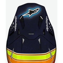 S-M10 TLD VISOR ED25 ECE06 DARK-BLUE ORANGE FLURO-YELLOW RED GLOSSY (7156)