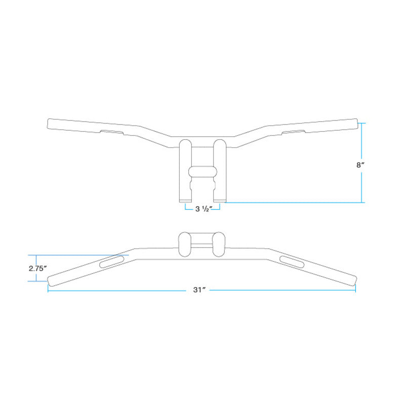 TYSON XL PULLBACK 8" BARS | BLACK SLOTTED